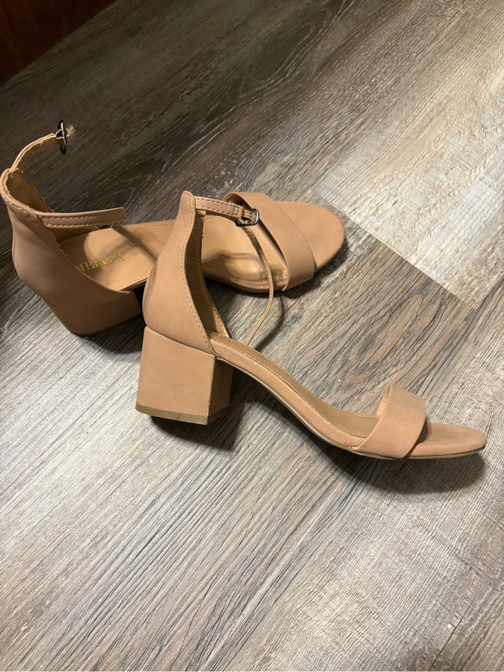 Merona Women's Tan Low Block Heel Ankle Strap Sandals